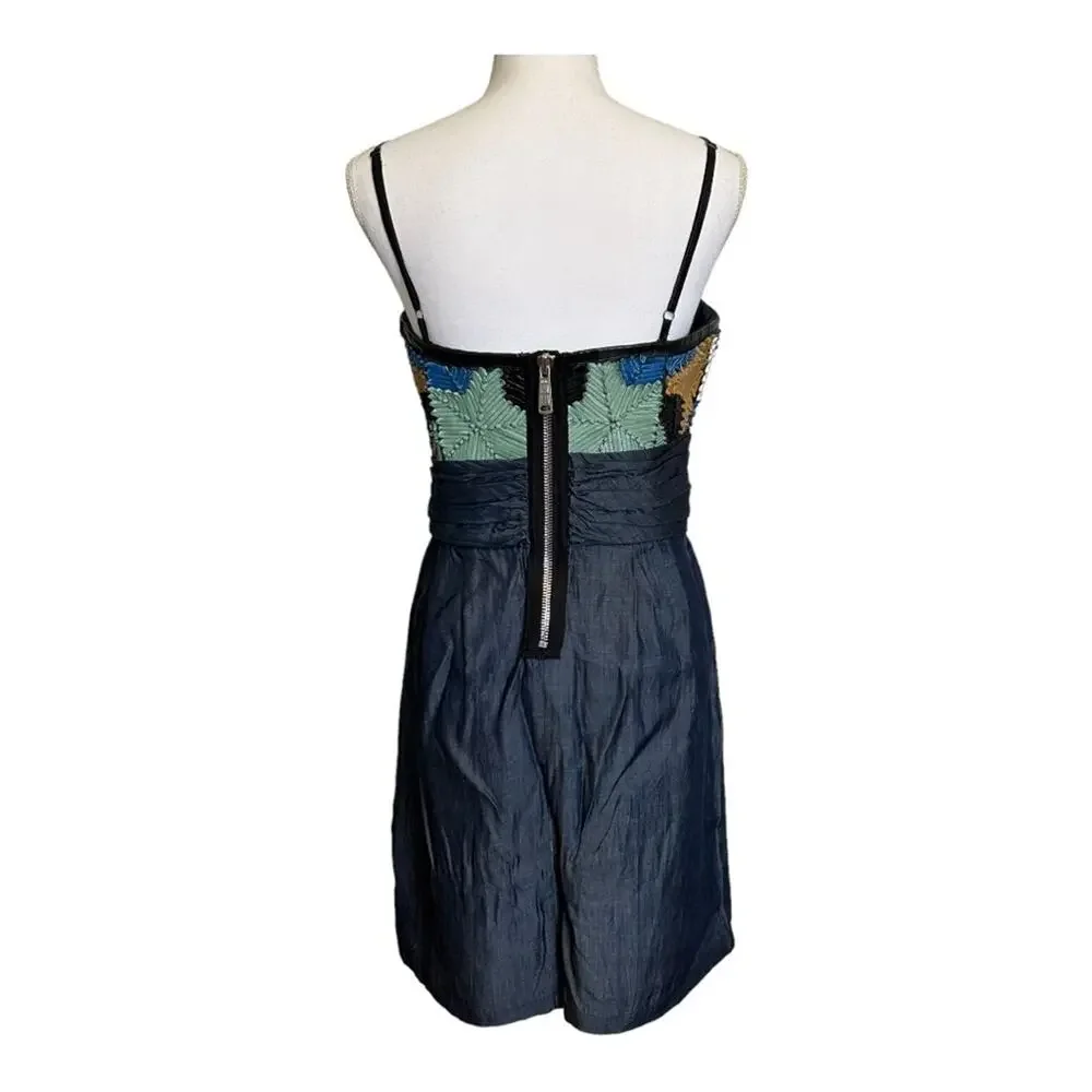 Diesel Leather Star Pattern Corset Spaghetti Strap Dress Medium